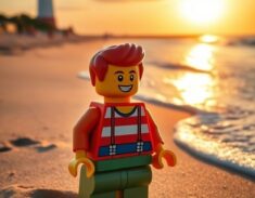 Piękna plaża w Kołobrzegu z Latarnią Morską w tle, symbolizująca atrakcje nadmorskie.